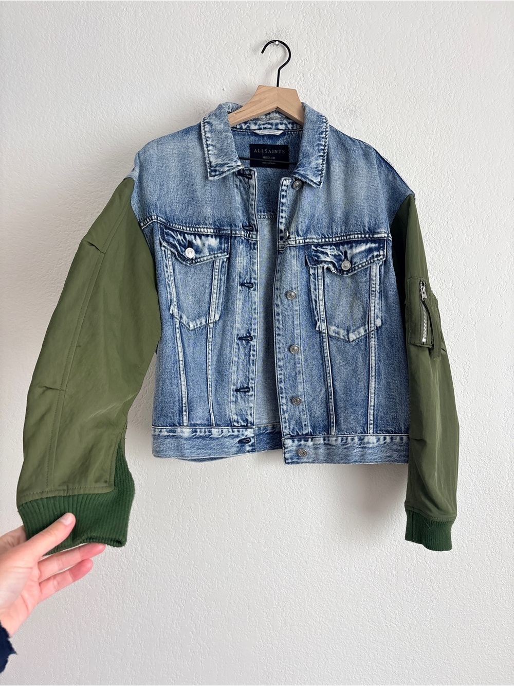 AllSaints Frankie Denim Bomber Jacket - Picture 6 of 11